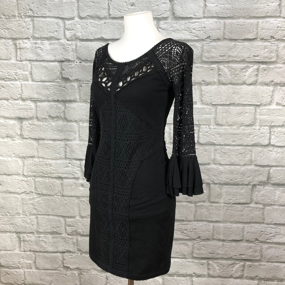 Free People City Girl Black Bodycon Crochet Dress - Picture 4 of 8